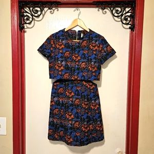 Topshop Blue and Orange Floral Mini Dress